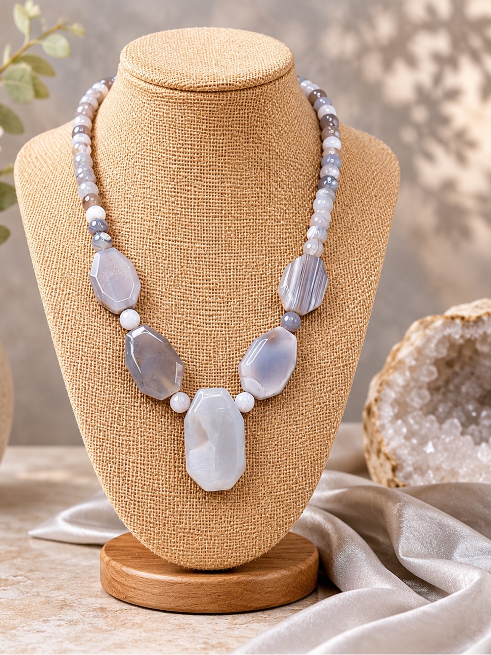 Jay King DTR Gray Agate and 925 Sterling Statement Necklace  - Women Jewelry
